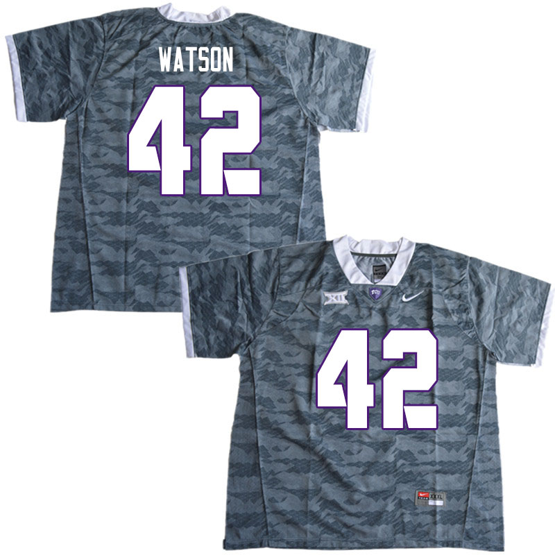 Men #42 Carvin Watson TCU Horned Frogs College Football Jerseys Sale-Gray - Click Image to Close